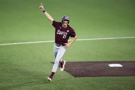 AUSTIN, TX - March 05, 2024 - Outfielder Jace Laviolette #17 of the Texas A&M Aggies during the game between the Texas Longhorns and the Texas A&M Aggies at UFCU Disch-Falk Field in Austin, TX. Photo By Rachel Mahan