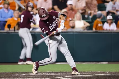 AUSTIN, TX - March 05, 2024 - Outfielder/Pitcher Braden Montgomery #6 of the Texas A&M Aggies during the game between the Texas Longhorns and the Texas A&M Aggies at UFCU Disch-Falk Field in Austin, TX. Photo By Rachel Mahan