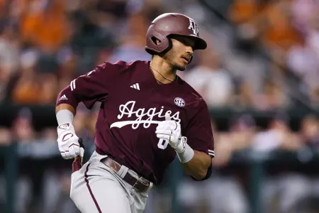 AUSTIN, TX - March 05, 2024 - Outfielder/Pitcher Braden Montgomery #6 of the Texas A&M Aggies during the game between the Texas Longhorns and the Texas A&M Aggies at UFCU Disch-Falk Field in Austin, TX. Photo By Rachel Mahan