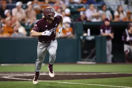 AUSTIN, TX - March 05, 2024 - Outfielder Hayden Schott #5 of the Texas A&M Aggies during the game between the Texas Longhorns and the Texas A&M Aggies at UFCU Disch-Falk Field in Austin, TX. Photo By Rachel Mahan