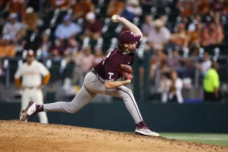 AUSTIN, TX - March 05, 2024 - Pitcher Shane Sdao #38 of the Texas A&M Aggies during the game between the Texas Longhorns and the Texas A&M Aggies at UFCU Disch-Falk Field in Austin, TX. Photo By Rachel Mahan