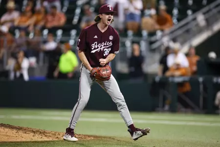 AUSTIN, TX - March 05, 2024 - Pitcher Shane Sdao #38 of the Texas A&M Aggies during the game between the Texas Longhorns and the Texas A&M Aggies at UFCU Disch-Falk Field in Austin, TX. Photo By Rachel Mahan