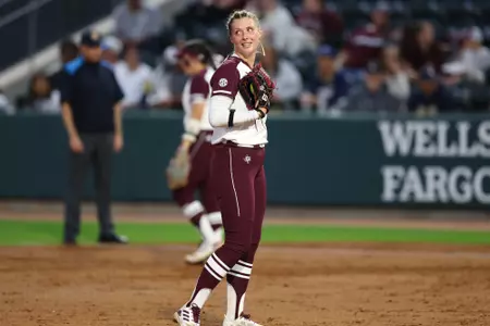 COLLEGE STATION, TX - March 08, 2024 - Emiley Kennedy #11 of the Texas A&M Aggies during the game between the South Carolina Gamecocks and the Texas A&M Aggies at Davis Diamond in College Station, TX. Photo By Evan Pilat/Texas A&M Athletics