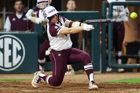 COLLEGE STATION, TX - March 08, 2024 - Trinity Cannon #6 of the Texas A&M Aggies during the game between the South Carolina Gamecocks and the Texas A&M Aggies at Davis Diamond in College Station, TX. Photo By Evan Pilat/Texas A&M Athletics