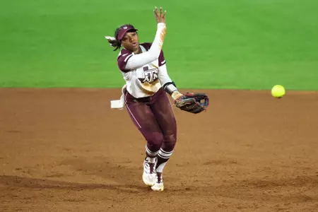 COLLEGE STATION, TX - March 08, 2024 - Koko Wooley #3 of the Texas A&M Aggies during the game between the South Carolina Gamecocks and the Texas A&M Aggies at Davis Diamond in College Station, TX. Photo By Evan Pilat/Texas A&M Athletics