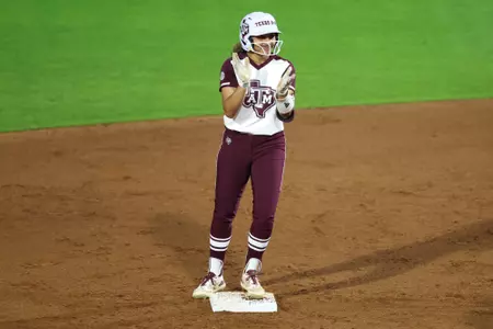 COLLEGE STATION, TX - March 08, 2024 - Jaz Hill #77 of the Texas A&M Aggies during the game between the South Carolina Gamecocks and the Texas A&M Aggies at Davis Diamond in College Station, TX. Photo By Evan Pilat/Texas A&M Athletics