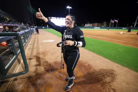 COLLEGE STATION, TX - March 09, 2024 - Trinity Cannon #6 of the Texas A&M Aggies during the game between the South Carolina Gamecocks and the Texas A&M Aggies at Davis Diamond in College Station, TX. Photo By Evan Pilat/Texas A&M Athletics