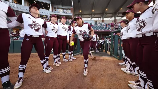 COLLEGE STATION, TX - March 08, 2024 - Jaz Hill #77 of the Texas A&M Aggies during the game between the South Carolina Gamecocks and the Texas A&M Aggies at Davis Diamond in College Station, TX. Photo By Evan Pilat/Texas A&M Athletics