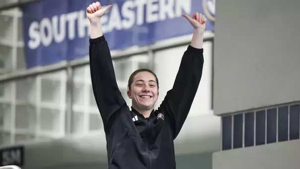 AUBURN, AL - February 22, 2024 - Joslyn Oakley of the Texas A&M Aggies during the SEC Swimming and Diving Championships game at James e. Martin Aquatics Center in Auburn, AL. Photo By Ethan Mito/Texas A&M Athletics
