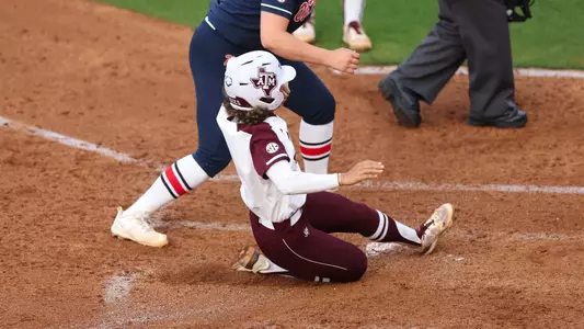 COLLEGE STATION, TX - April 19, 2024 - Rylen Wiggins #2 of the Texas A&M Aggies during the game between the Ole Miss Rebels and the Texas A&M Aggies at Davis Diamond in College Station, TX. Photo By Evan Pilat/Texas A&M Athletics