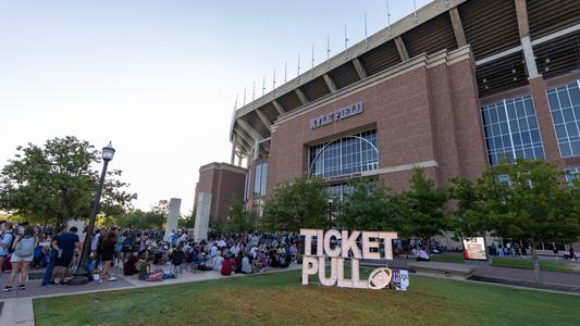 COLLEGE STATION, TX - August 28, 2023 - during first ticket pull of the season outside of Kyle Field in College Station, TX. Photo By Craig Bisacre/Texas A&M Athletics