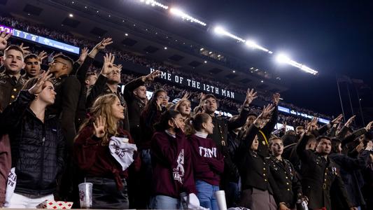 COLLEGE STATION, TX - 20231111 - fan during the game between the Texas A&M Aggies and the Mississippi St. Bulldogs at Kyle Field in College Station, TX. Photo By Rachel Mahan