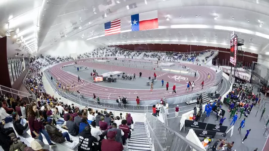 COLLEGE STATION, TX - January 13, 2024 - Wide shot during the McFerrin-12 Degree Invitational Track and Field Meet at the R.A. ?Murray? Fasken ?38 Indoor Track & Field Facility in College Station, TX. Photo By Aiden Shertzer/Texas A&M Athletics