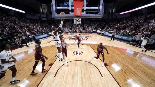 COLLEGE STATION, TX - March 06, 2024 - Guard Manny Obaseki #35 of the Texas A&M Aggies during the Men?s Basketball game between the Mississippi St. Bulldogs and the Texas A&M Aggies at Reed Arena in College Station, TX. Photo By Craig Bisacre/Texas A&M Athletics