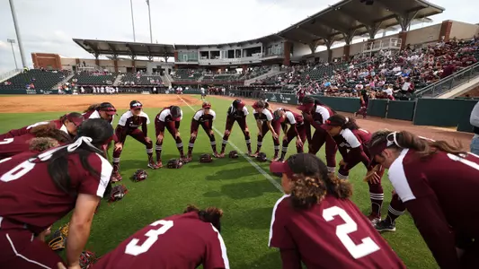 COLLEGE STATION, TX - March 23, 2024 - The Texas A&M Softball Team during the game between the Auburn Tigers and the Texas A&M Aggies at Davis Diamond in College Station, TX. Photo By Mattie Taylor/Texas A&M Athletics