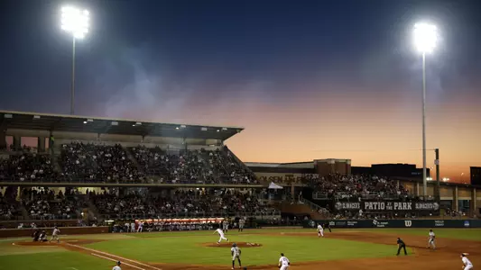 COLLEGE STATION, TX - March 28, 2024 - Wide shot during the game between the Auburn Tigers and the Texas A&M Aggies at Blue Bell Park in College Station, TX. Photo By Wesley Bowers/Texas A&M Athletics