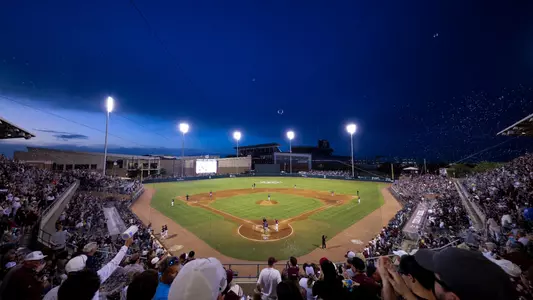 COLLEGE STATION, TX - March 29, 2024 - Wide shot during the game between the Auburn Tigers and the Texas A&M Aggies at Blue Bell Park in College Station, TX. Photo By Ethan Mito/Texas A&M Athletics