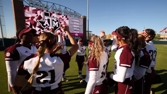 COLLEGE STATION, TX - April 05, 2024 - The Texas A&M Softball Team during the game between the Kentucky Wildcats and the Texas A&M Aggies at Davis Diamond in College Station, TX. Photo By Evan Pilat/Texas A&M Athletics
