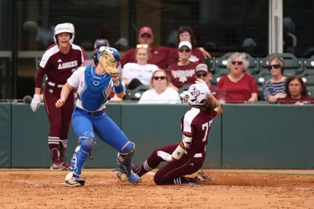 COLLEGE STATION, TX - April 06, 2024 - Jaz Hill #77 of the Texas A&M Aggies during the game between the Kentucky Wildcats and the Texas A&M Aggies at Davis Diamond in College Station, TX. Photo By Evan Pilat/Texas A&M Athletics