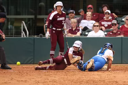 COLLEGE STATION, TX - April 06, 2024 - Jaz Hill #77 of the Texas A&M Aggies during the game between the Kentucky Wildcats and the Texas A&M Aggies at Davis Diamond in College Station, TX. Photo By Evan Pilat/Texas A&M Athletics