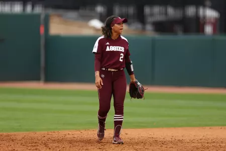 COLLEGE STATION, TX - April 06, 2024 - Rylen Wiggins #2 of the Texas A&M Aggies during the game between the Kentucky Wildcats and the Texas A&M Aggies at Davis Diamond in College Station, TX. Photo By Evan Pilat/Texas A&M Athletics