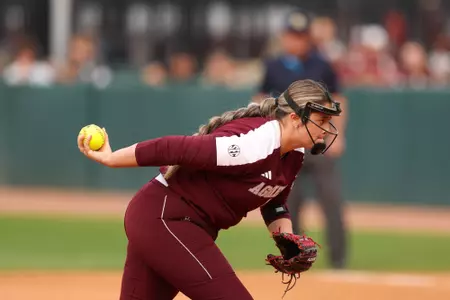 COLLEGE STATION, TX - April 06, 2024 - Brooke Vestal #19 of the Texas A&M Aggies during the game between the Kentucky Wildcats and the Texas A&M Aggies at Davis Diamond in College Station, TX. Photo By Evan Pilat/Texas A&M Athletics