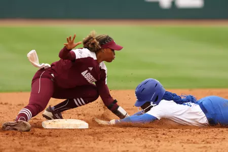 COLLEGE STATION, TX - April 06, 2024 - Koko Wooley #3 of the Texas A&M Aggies during the game between the Kentucky Wildcats and the Texas A&M Aggies at Davis Diamond in College Station, TX. Photo By Evan Pilat/Texas A&M Athletics