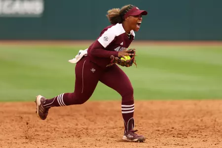 COLLEGE STATION, TX - April 06, 2024 - Koko Wooley #3 of the Texas A&M Aggies during the game between the Kentucky Wildcats and the Texas A&M Aggies at Davis Diamond in College Station, TX. Photo By Evan Pilat/Texas A&M Athletics