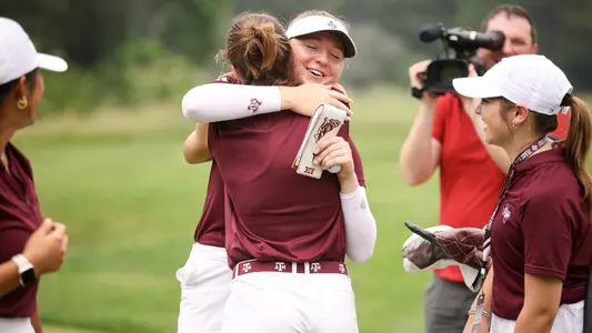 COLLEGE STATION, TX - May 08, 2024 - Adela Cernousek of the Texas A&M Aggies and Blanca Fernández García-Poggio of the Texas A&M Aggies during NCAA Regionals at Traditions Club in College Station, TX. Photo By Aiden Shertzer/Texas A&M Athletics