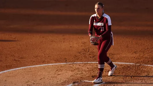 TUSCALOOSA, AL - April 15, 2024 - Emiley Kennedy #11 of the Texas A&M Aggies during the game between the Alabama Crimson Tide and the Texas A&M Aggies at Rhoads Stadium in Tuscaloosa, AL. Photo By Evan Pilat