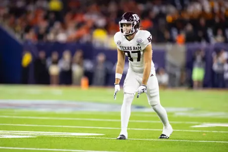 HOUSTON, TX - December 27, 2023 -  Wide receiver Jacob Brasher #87 of the Texas A&M Aggies during the Texas Bowl Game between the Oklahoma State Cowboys and the Texas A&M Aggies at NRG Stadium in Houston, TX. Photo By Craig Bisacre/Texas A&M Athletics