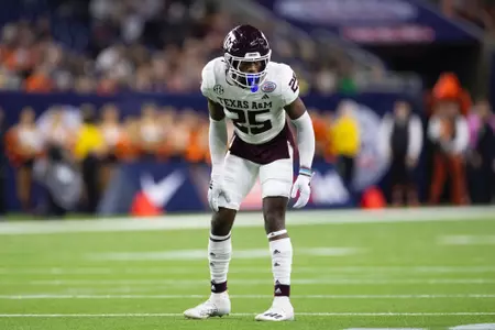 HOUSTON, TX - December 27, 2023 - Defensive back Dalton Brooks #25 of the Texas A&M Aggies during the Texas Bowl Game game between the Oklahoma St. Cowboys and the Texas A&M Aggies at NRG Stadium in Houston, Texas. Photo By Evan Pilat