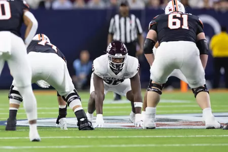 HOUSTON, TX - December 27, 2023 - Linebacker Nana Boadi-Owusu #90 of the Texas A&M Aggies during the Texas Bowl Game game between the Oklahoma St. Cowboys and the Texas A&M Aggies at NRG Stadium in Houston, Texas. Photo By Evan Pilat