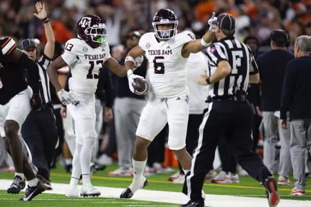 HOUSTON, TX - December 27, 2023 - Tight end Jaden Platt #6 of the Texas A&M Aggies during the Texas Bowl Game game between the Oklahoma St. Cowboys and the Texas A&M Aggies at NRG Stadium in Houston, Texas. Photo By Evan Pilat