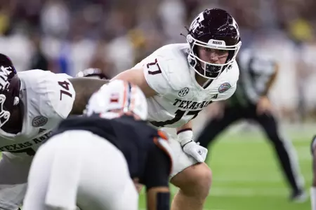 HOUSTON, TX - December 27, 2023 - Tight end Theo Melin Öhrstrom #17 of the Texas A&M Aggies during the Texas Bowl Game game between the Oklahoma St. Cowboys and the Texas A&M Aggies at NRG Stadium in Houston, Texas. Photo By Evan Pilat