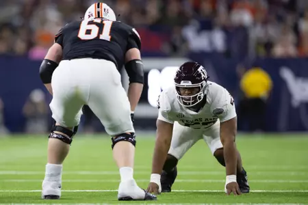 HOUSTON, TX - December 27, 2023 - Defensive lineman Jadon Scarlett #53 of the Texas A&M Aggies during the Texas Bowl Game game between the Oklahoma St. Cowboys and the Texas A&M Aggies at NRG Stadium in Houston, Texas. Photo By Evan Pilat