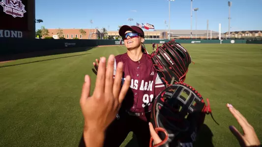 COLLEGE STATION, TX - April 02, 2024 - Kramer Eschete #91 of the Texas A&M Aggies during the game between the Prairie View A&M Panthers and the Texas A&M Aggies at Davis Diamond in College Station, TX. Photo By Evan Pilat/Texas A&M Athletics