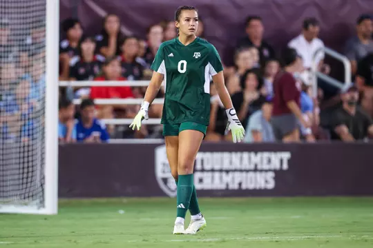 Sydney Fuller patrols the box in the Aggies' 3-0 win vs. Fairfield.