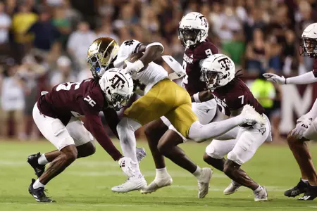 COLLEGE STATION, TX - August 31, 2024 - Defensive back Will Lee III #26 of the Texas A&M Aggies during the Football game between the Notre Dame Fighting Irish and the Texas A&M Aggies at Kyle Field in College Station, TX. Photo By Craig Bisacre/Texas A&M Athletics