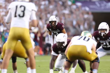 COLLEGE STATION, TX - August 31, 2024 - Defensive back Marcus Ratcliffe #3 of the Texas A&M Aggies during the game between the Notre Dame Fighting Irish and the Texas A&M Aggies at Kyle Field in College Station, TX. Photo By Evan Pilat/Texas A&M Athletics