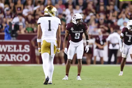 COLLEGE STATION, TX - August 31, 2024 - Defensive back Jaydon Hill #8 of the Texas A&M Aggies during the game between the Notre Dame Fighting Irish and the Texas A&M Aggies at Kyle Field in College Station, TX. Photo By Evan Pilat/Texas A&M Athletics