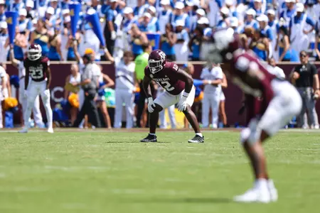 COLLEGE STATION, TX - September 07, 2024 - Defensive lineman Nana Boadi-Owusu #12 of the Texas A&M Aggies during the game between the McNeese St. Cowboys and the Texas A&M Aggies at Kyle Field in College Station, TX. Photo By Wesley Bowers/Texas A&M Athletics