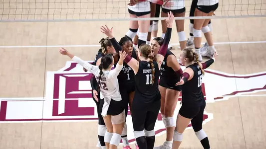 COLLEGE STATION, TX - September 13, 2024 - Texas A&M Aggies Volleyball Team during the game between the Temple Owls and the Texas A&M Aggies at Reed Arena in College Station, TX. Photo By Sydney Stevenson/Texas A&M Athletics