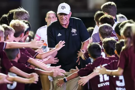 COLLEGE STATION, TX - September 05, 2024 - Head Coach G Guerrieri of the Texas A&M Aggies during the game between the TCU Horned Frogs and the Texas A&M Aggies at Ellis Field in College Station, TX. Photo By Ethan Mito/Texas A&M Athletics