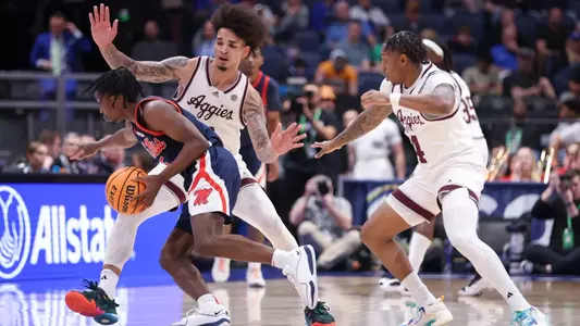 NASHVILLE, TN - March 14, 2024 - Forward Andersson Garcia #11 of the Texas A&M Aggies during the Men’s SEC Basketball Tournament game between the Ole Miss Rebels and the Texas A&M Aggies at Bridgestone Arena in Nashville, TN. TX. Photo By Craig Bisacre/Texas A&M Athletics