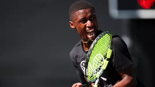COLLEGE STATION, TX - October 20, 2025 - Kholo Montsi of the Texas A&M Aggies during ITA quarterfinals qualifiers at Mitchell Tennis Center in College Station, TX. Photo By Julianne Shivers/Texas A&M Athletics
