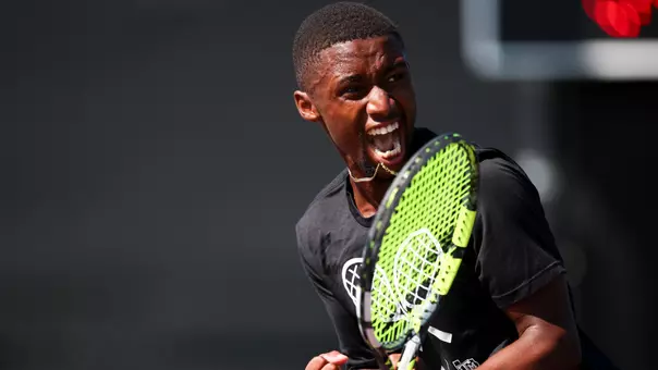 COLLEGE STATION, TX - October 20, 2025 - Kholo Montsi of the Texas A&M Aggies during ITA quarterfinals qualifiers at Mitchell Tennis Center in College Station, TX. Photo By Julianne Shivers/Texas A&M Athletics