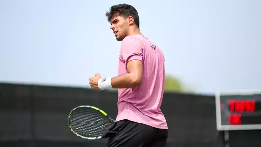 COLLEGE STATION, TX - March 30, 2025 - Togan Tokac of the Texas A&M Aggies during the game between the Kentucky Wildcats and the Texas A&M Aggies at Mitchell Tennis Center in College Station, TX. Photo By Julianne Shivers/Texas A&M Athletics