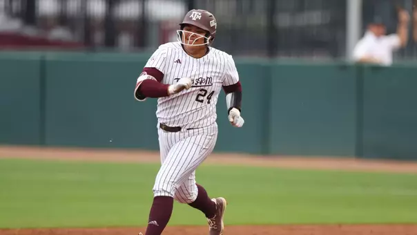COLLEGE STATION, TX - March 30, 2025 - Mya Perez #24 of the Texas A&M Aggies during the game between the Loyola Marymount Lions and the Texas A&M Aggies at Davis Diamond in College Station, TX. Photo By Evan Pilat/Texas A&M Athletics