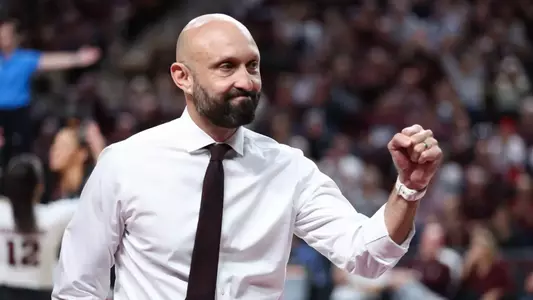 COLLEGE STATION, TX - October 31, 2025 - Head Coach Jamie Morrison of the Texas A&M Aggies during the game between the Texas Longhorns and the Texas A&M Aggies at Reed Arena in College Station, TX. Photo By Bailee Wagner/Texas A&M Athletics